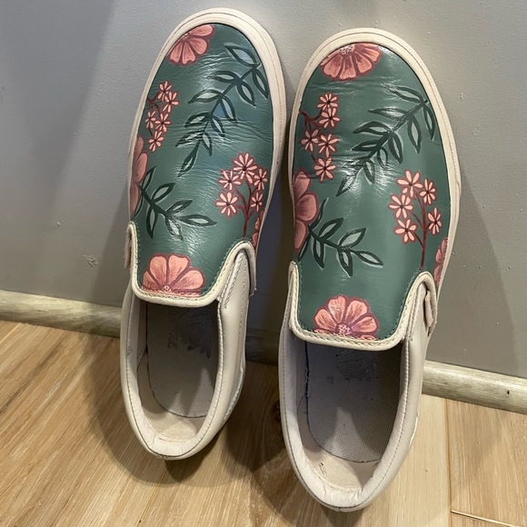 Vans Slip On tropical floral Hand Painted custom vans women’s 8.5 - Picture 3 of 8